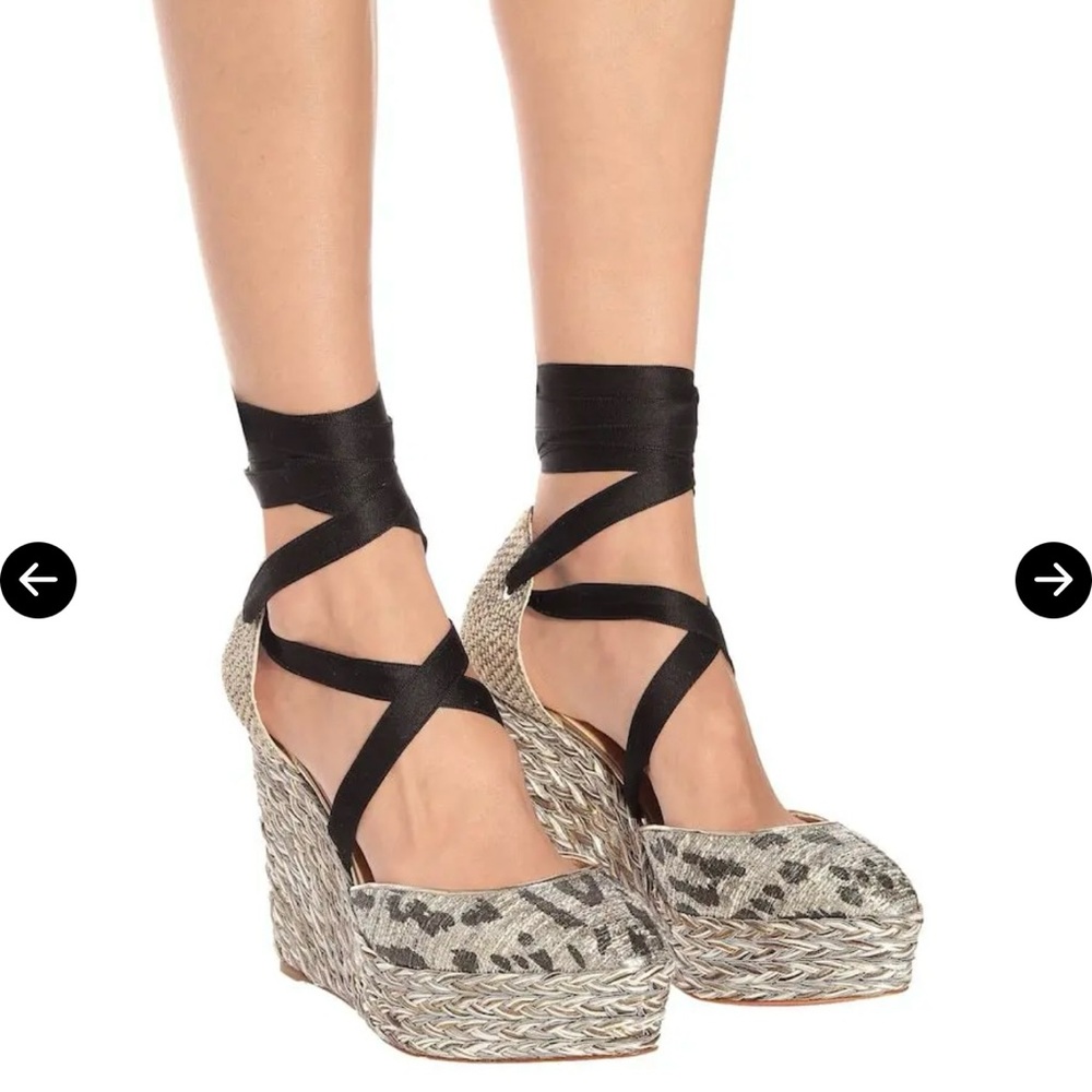 Christian Louboutin Black and Gray Patterned Wedges dona susan